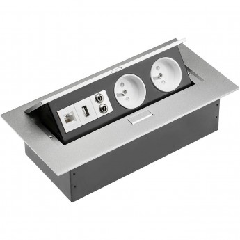 Блок розеток прямоугольный GTV AE-PB02GU-53 врезной 2 розетки Блок розеток прямоугольный GTV AE-PB02GU-53 врезной 2 розетки