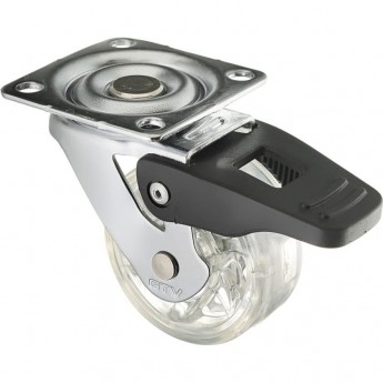 Колесико силиконовое прозрачное B с тормозом, FI-50 GTV KM-BH50MM-00 (комплект 4 шт)