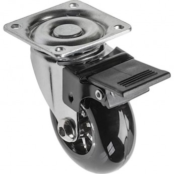 Колесо поворотное D-50мм черное со стопором на площадке Brazylia GTV KM-RD-50-CF-20