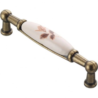 Мебельная фарфоровая ручка старое золото/коричневый цветок GTV UP-WP0728-BB Мебельная фарфоровая ручка старое золото/коричневый цветок GTV UP-WP0728-BB
