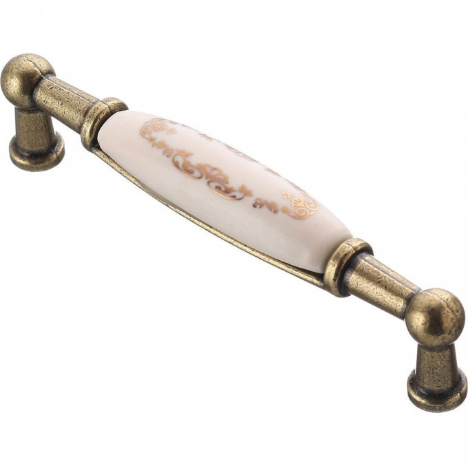 Мебельная фарфоровая ручка старое золото/золотой орнамент GTV UP-WP0728-BX
