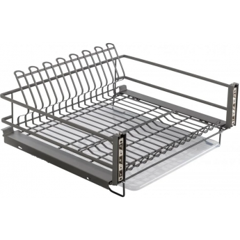 Сушилка выкатная для посуды в нижнюю базу GTV MOVIX PRO, 800 мм с креплением фасада, с поддоном, без направляющих, антрацит